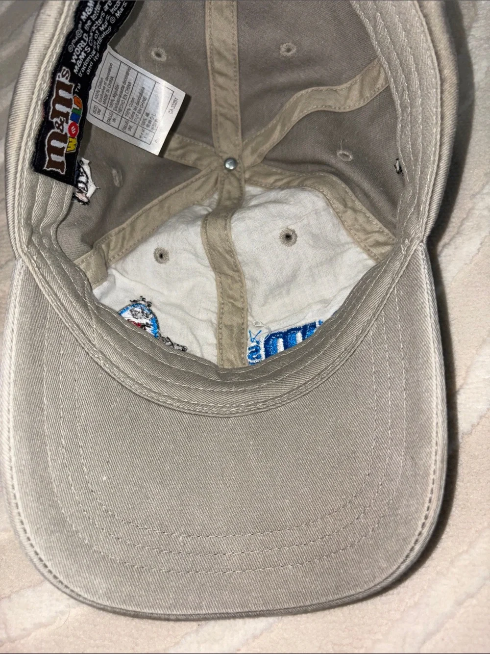 M&M'S Gray Baseball Cap with Blue M&M Character Embroidery